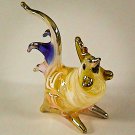 Hand Blown Glass White Rooster Chicken Gilt Miniature Animal Figurines Thai Gifts