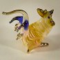 Hand Blown Glass White Rooster Chicken Gilt Miniature Animal Figurines Thai Gifts