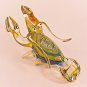 Hand Blown Glass Yellow-Blue Lobster Gilt #2 Art Glass Animal Figurines Thai Gifts