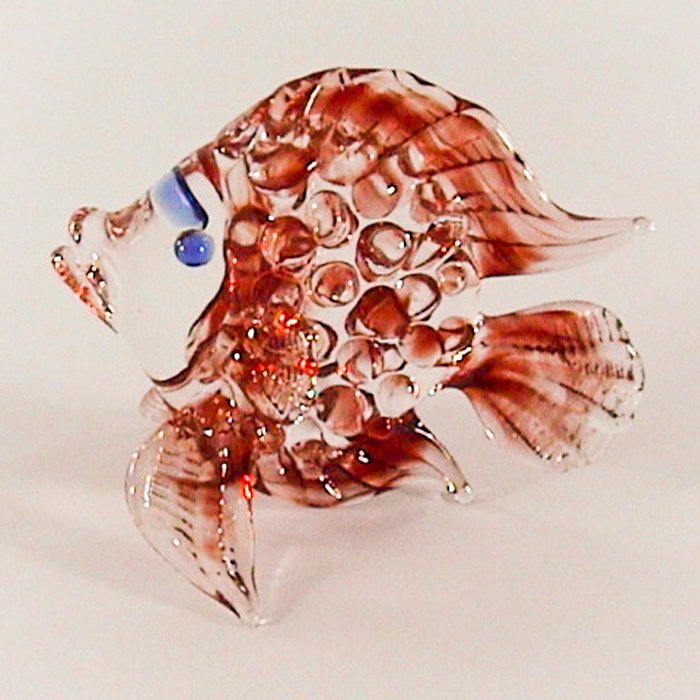 Hand Blown Colored Glass Red Fish Art Glass Animal Figurines Thai Gifts
