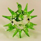 Hand Blown Glass Green Puffer Fish Miniature Glass Animal Figurines Thai Gifts
