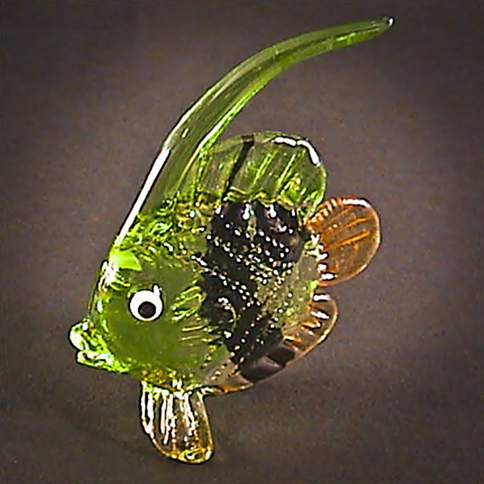 Hand Blown Glass Green Fish Art Glass Figurines Animals Thai Gifts