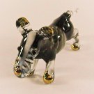 Hand Blown Glass Black Bull Terrier Dog Gilt Miniature Glass Animal Figurines Thai Gifts