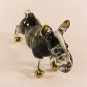 Hand Blown Glass Black Bull Terrier Dog Gilt Miniature Glass Animal Figurines Thai Gifts