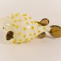 Hand Blown Glass Puffer Fish Yellow dot Art Glass Animal Figurines Thai Gifts