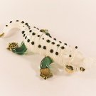 Hand Blown Glass White Crocodile (Alligator) Gilt Art Glass Figurines Animals Thai Gifts