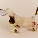 Hand Blown Glass White Blue Dachshund Gilt Art Glass Figurines Animals Thai Gifts