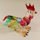 Hand Blown Glass Colorful Rooster Chicken Art Glass Animal Figurines Thai Gifts