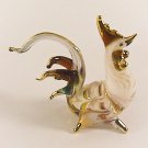 Hand Blowm Glass White-Yellow Rooster Chicken Gilt Art Glass Animal Figurines Thai Gifts