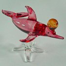 Hand Blown Glass Red Dolphin Fish Art Glass Animal Figurines Thai Gifts