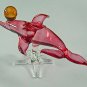 Hand Blown Glass Red Dolphin Fish Art Glass Animal Figurines Thai Gifts