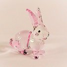 Hand Blown Glass Pink Rabbit Art Glass Figurines Animals Thai Gifts