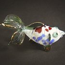 Hand Blown Glass Red-Green Fish Gilt (green tail) Art Glass Figurines Animals Thai Gifts