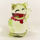 Hand Blown Glass Green Kitty Miniature Glass Animal Figurines Thai Gifts