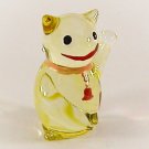 Hand Blown Glass Yellow Kitty Miniature Glass Animal Figurines Thai Gifts