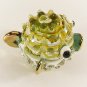 Hand Blown Glass Green-Yellow Puffer Fish Gilt Miniature Glass Animal Figurines Thai Gifts