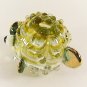Hand Blown Glass Green-Yellow Puffer Fish Gilt Miniature Glass Animal Figurines Thai Gifts