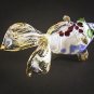 Hand Blown Glass Red-Blue Fish Gilt #6 Art Glass Animal Figurines Thai Gifts