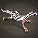 Hand Blown Glass Blue-Red Chameleon Gilt Art Glass Animal Figurines Thai Gifts