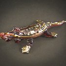 Hand Blown Glass Red-Yellow Crocodile (Alligator) Gilt Art Glass Animal Figurines Thai Gifts