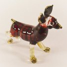 Hand Blown Glass Red Stripe Chihuahua Dog Gilt Art Glass Animal Figurines Thai Gifts