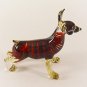 Hand Blown Glass Red Stripe Chihuahua Dog Gilt Art Glass Animal Figurines Thai Gifts