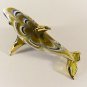 Hand Blown Glass Blue-Yellow Dolphin Gilt Art Glass Animal Figurines Thai Gifts