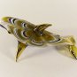 Hand Blown Glass Blue-Yellow Dolphin Gilt Art Glass Animal Figurines Thai Gifts
