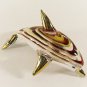 Hand Blown Glass Red-Yellow Dolphin Gilt #2 Art Glass Animal Figurines Thai Gifts