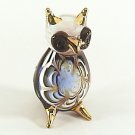 Hand Blown Glass Red-Blue Owl Gilt Miniature Glass Animal Figurines Thai Gifts