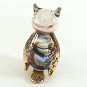 Hand Blown Glass Red-Blue Owl Gilt Miniature Glass Animal Figurines Thai Gifts