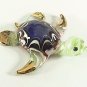 Hand Blown Glass Red-Green Turtle Gilt Art Glass Animal Figurines Thai Gifts