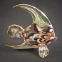 Hand Blown Glass NS-Red-Green Fish Gilt Art Glass Animal Figurines Thai Gifts