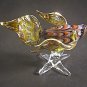 Hand Blown Glass Orange-Yellow Fish Gilt (with a base) #2 Art Glass Animal Figurines Thai Gifts