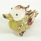 Hand Blown Glass Red-Green Duck Gilt #2 Miniature Glass Animal Figurines Thai Gifts