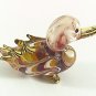 Hand Blown Glass Red-Yellow Duck Gilt Miniature Glass Animal Figurines Thai Gifts