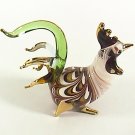 Hand Blown Glass Red-Yellow-Green Rooster Chicken Gilt Art Glass Animal Figurines Thai Gifts