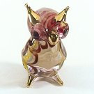 Hand Blown Glass Red-Yellow-Blue Owl Gilt Miniature Glass Animal Figurines Thai Gifts