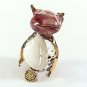 Hand Blown Glass Red-Yellow-Blue Owl Gilt Miniature Glass Animal Figurines Thai Gifts