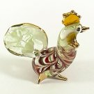 Hand Blown Glass Red-Green Hen Chicken Gilt Art Glass Animal Figurines Thai Gifts
