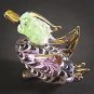 Hand Blown Glass Violet-Green Duck Gilt Miniature Glass Animal Figurines Thai Gifts