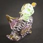 Hand Blown Glass Violet-Green Duck Gilt Miniature Glass Animal Figurines Thai Gifts