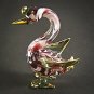 Hand Blown Glass Red-Green Swan Gilt Art Glass Animal Figurines Thai Gifts