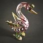 Hand Blown Glass Red-Green Swan Gilt Art Glass Animal Figurines Thai Gifts