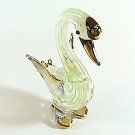 Hand Blown Glass Green-Blue Swan Gilt Art Glass Animal Figurines Thai Gifts