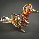 Hand Blown Glass Red-Yellow Bird Gilt Art Glass Animal Figurines Thai Gifts