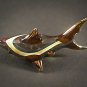 Hand Blown Glass Yellow-Green Shark Gilt Miniature Glass Animal Figurines Thai Gifts