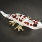 Hand Blown Glass Green-Red Gecko (Lizard) Gilt Art Glass Figurines Animals Thai Gifts