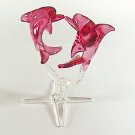 Hand Blown Glass Red Twin Dolphin Fish #2 Art Glass Animal Figurines Thai Gifts