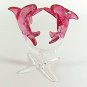 Hand Blown Glass Red Twin Dolphin Fish #2 Art Glass Animal Figurines Thai Gifts